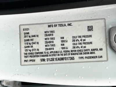 2021 Tesla Model 3 Standard Range Plus