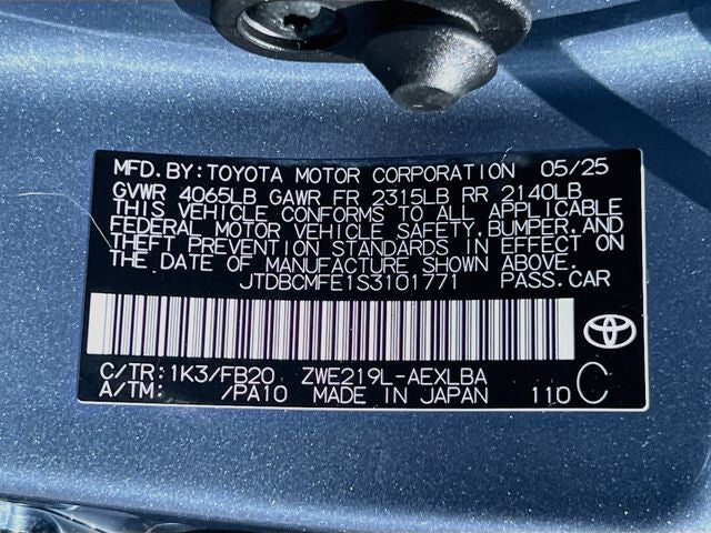 2025 Toyota Corolla Hybrid LE